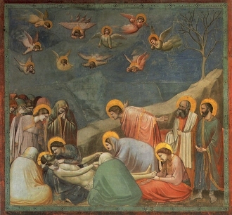 Giotto "Op�akiwanie Chrystusa", kaplica Scrovegni, Padwa, ok. 1306-1309.